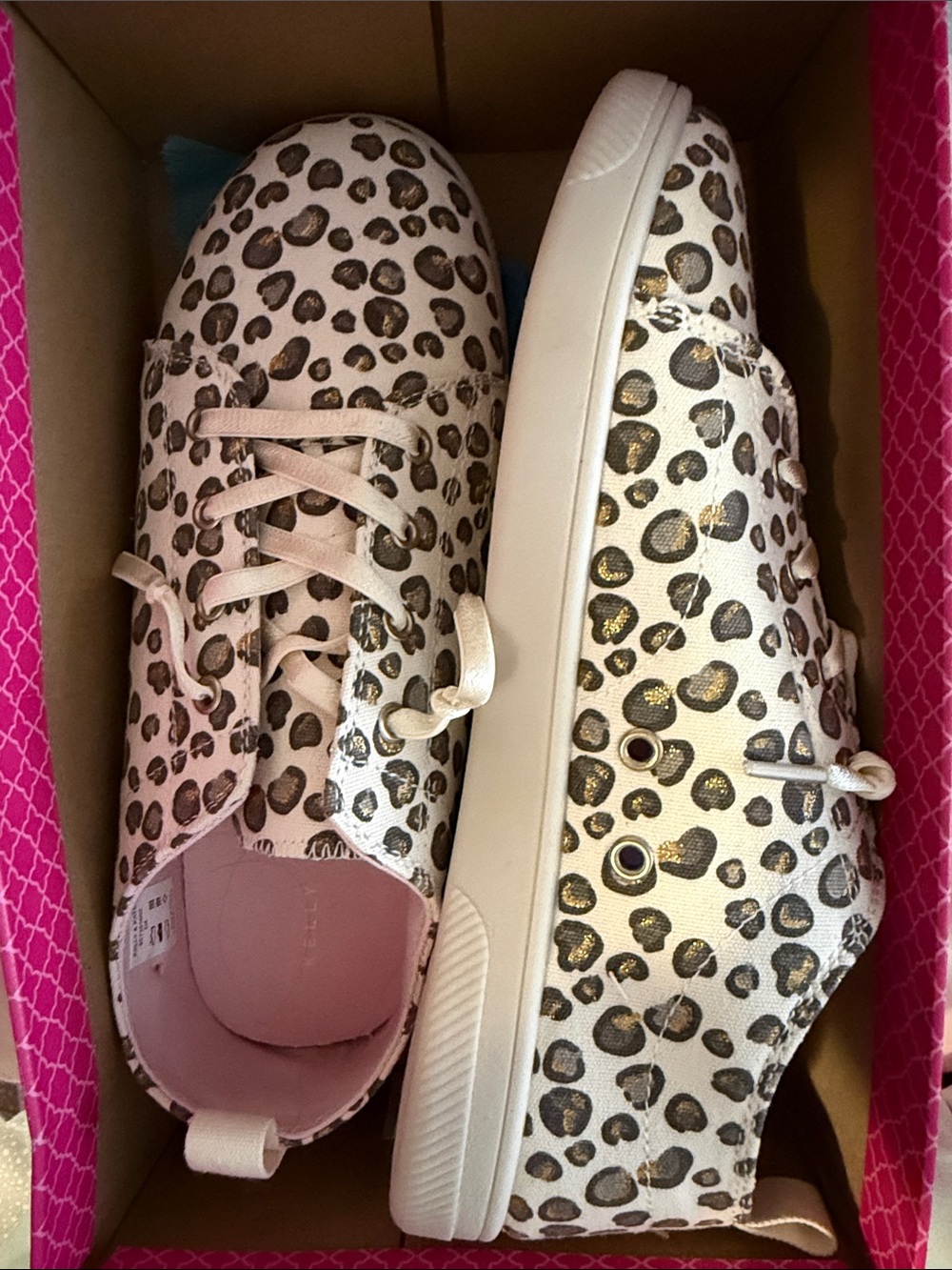 Kelly & Katie Leopard Print Sneakers in Pink and Gold